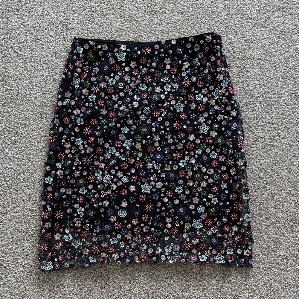 J. Crew Black Floral Pencil Skirt